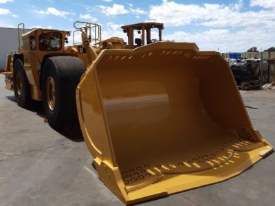 CAT R2900 underground loader with Goldmont designed Outcast bucket attached